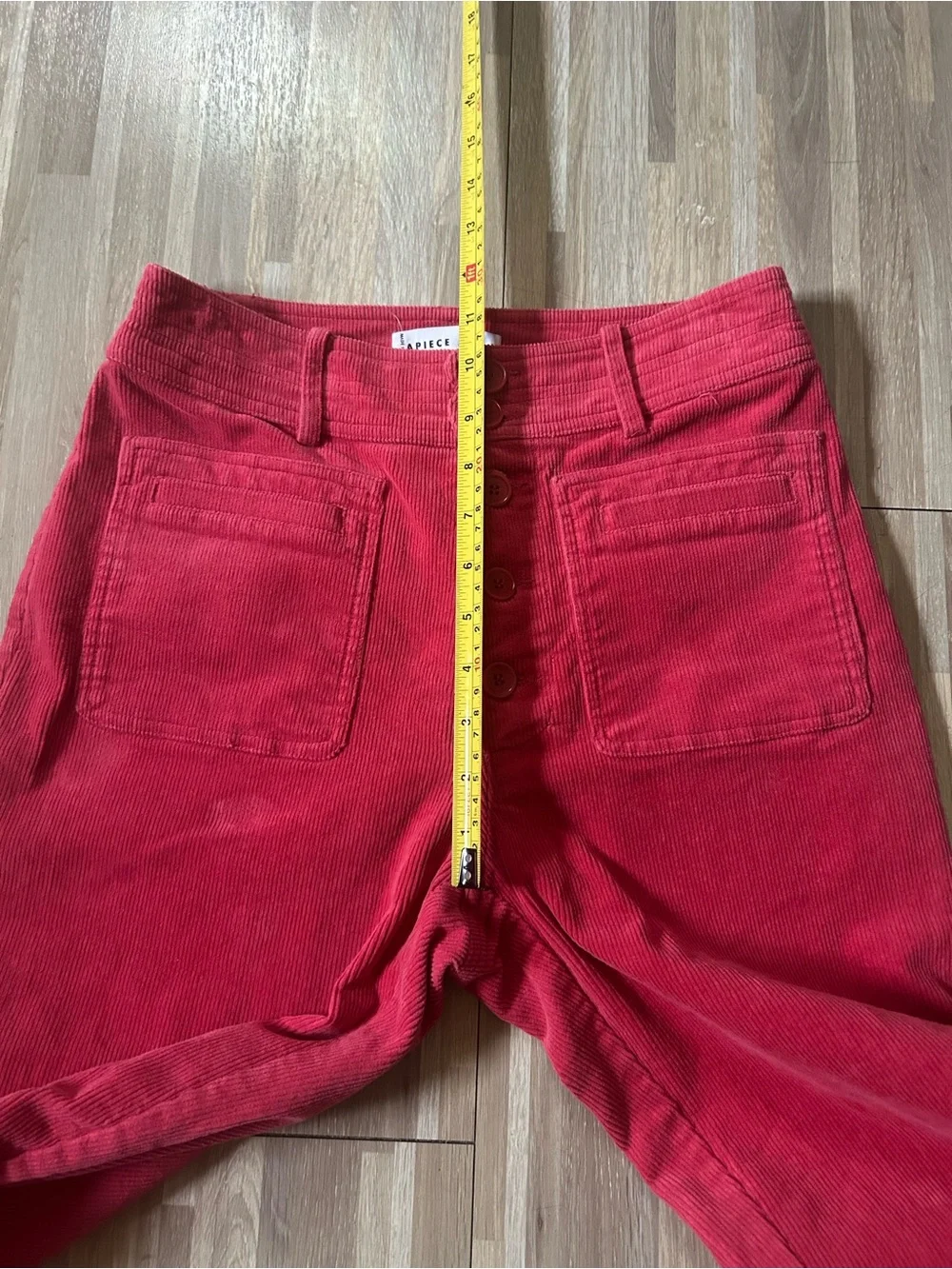 Apiece Apart Marston High-Waist Straight Pink Corduroy Button-Front Pants Size 2 - Picture 6 of 9